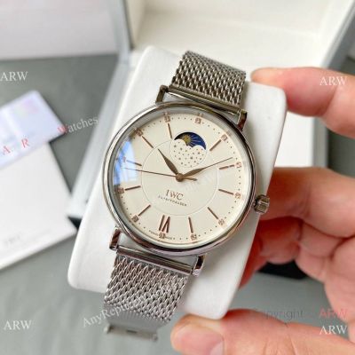 Knockoff IWC Portofino Moon phase Watches Mesh Steel Band 40mm